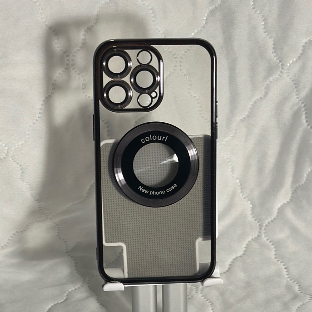 iPhone 14 Max Pro Black and Clear Phone Case